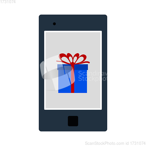 Image of Smartphone With Gift Box On Screen Icon