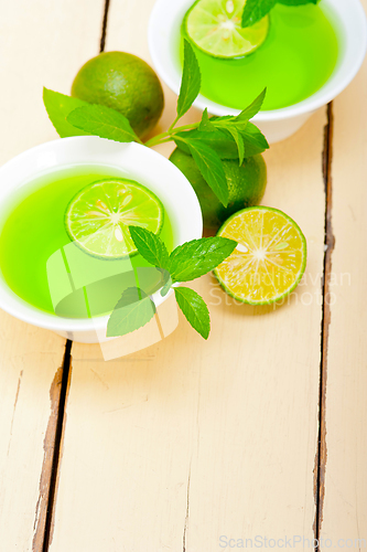 Image of mint infusion tea tisane with lime