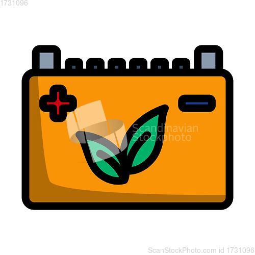 Image of Car Battery With Leaf Icon