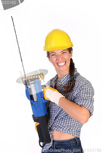 Image of Mad woman with chainsaw