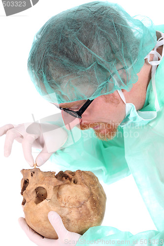 Image of surgeon with skull