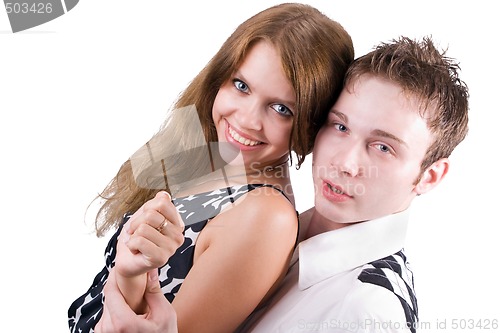 Image of Smiling beauty young couple. Isolated on white 