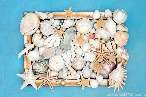 Image of Seashell and Pearl Picture Frame Decoration 