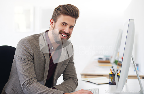 Image of Smile, portrait and business man, accountant or auditor in company office. Face, entrepreneur and accounting professional from Canada with pride for career, corporate job and success mindset at work.