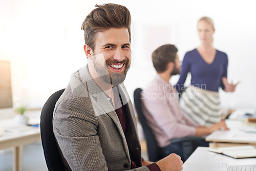 Image of Happy, portrait and business man, auditor or accountant in company office. Face, entrepreneur and accounting professional with pride for career, corporate job or success mindset for coworking at work