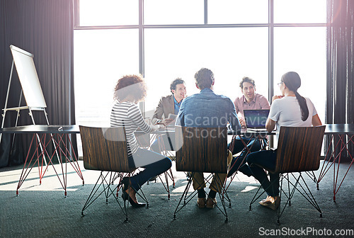 Image of Workshop, group and staff with creativity, planning and cooperation with a project, teamwork and collaboration. Team, men or women with startup success, meeting and negotiation with ideas and support