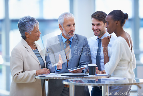 Image of Ceo, teamwork and leadership with business people in meeting for coaching, mentor and strategy. Corporate, planning and project management with employees in office for boss, training and director