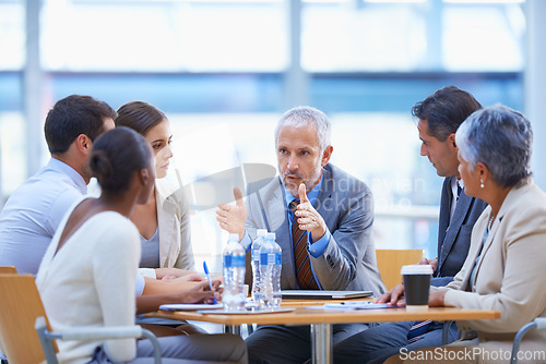 Image of Ceo, teamwork and planning with business people in meeting for coaching, mentor and strategy. Corporate, leadership and project management with employees in office for boss, training and director