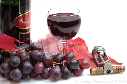 Image of Red wine and wine bottle