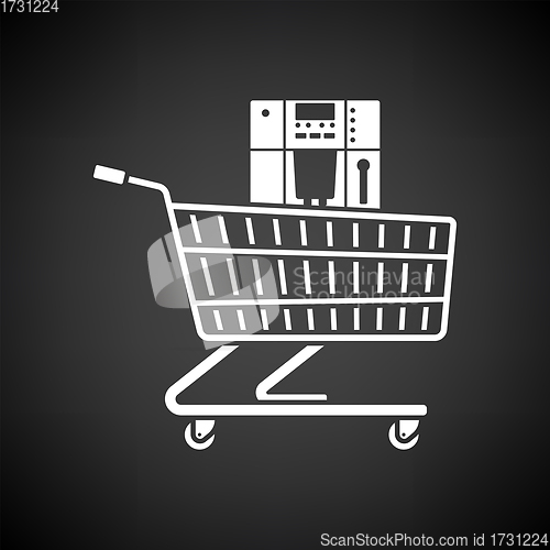 Image of Shopping Cart With Cofee Machine Icon