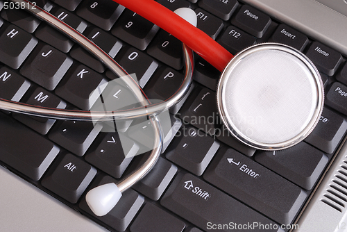 Image of Stethoscope on Keyboard
