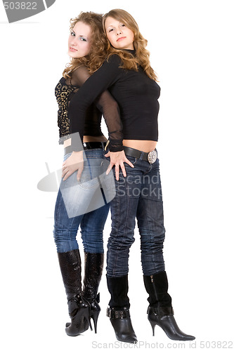 Image of Two young beauty woman. Isolated on white