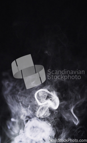 Image of Smoke ring, steam texture and png with fog in the air on a transparent background. Smoking, smog swirl and isolated with smoker art from cigarette or pollution with cloud or vape for incense