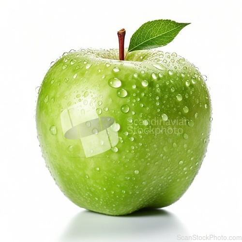 Image of Green apple with water drops