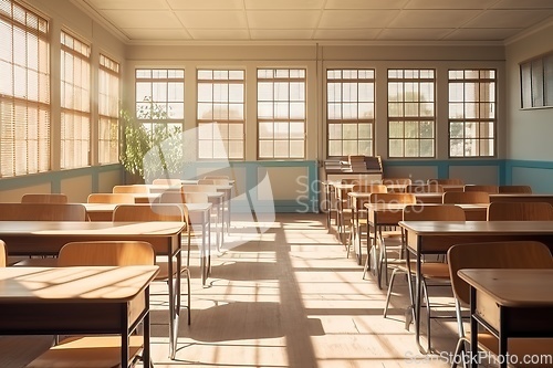 Image of Empty big classroom at school