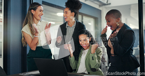 Image of Business presentation, crowd and applause in a office meeting feeling happy about success. Company growth, diversity and creative marketing team together in audience with happiness from strategy