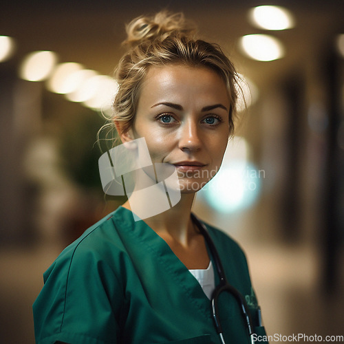 Image of Professional nurse, doctor or hospital physician, with a natural portrait style. Woman or female with arms crossed for healthcare, medical wellness and a happy, confident and proud real smile