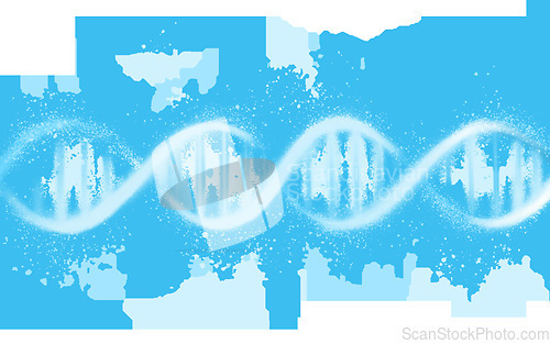 Image of DNA structure, genetic code and science with neon blue isolated on png or transparent background. Evolution, helix and molecular with genome cell, RNA with gene and link with scientific and abstract