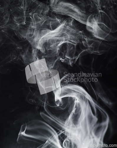 Image of White puff of smoke, vapor and fog isolated on png or transparent background, incense or fire burning. Steam, misty and foggy air with dry ice and powder spray, fumes and condensation with abstract