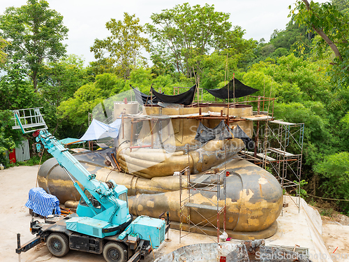 Image of Buddha image under construction in Chonburi, Thailand