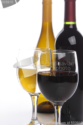 Image of Two wine bottles with glasses