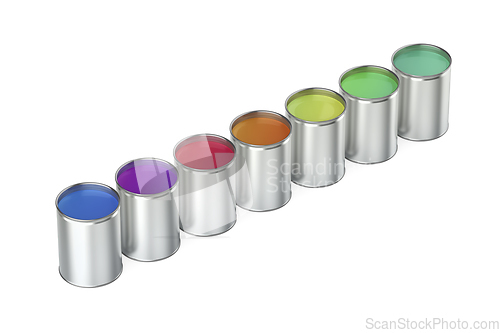 Image of Paint cans with different colors