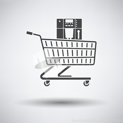 Image of Shopping Cart With Cofee Machine Icon