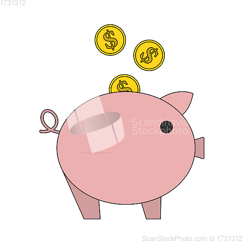 Image of Golden Coins Fall In Piggy Bank Icon