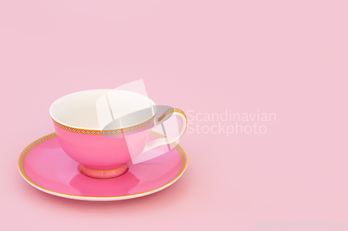 Image of Pink and Gold Bone China Tea Cup 