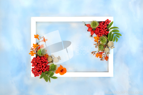 Image of Thanksgiving and Autumn Nature Background Border Frame