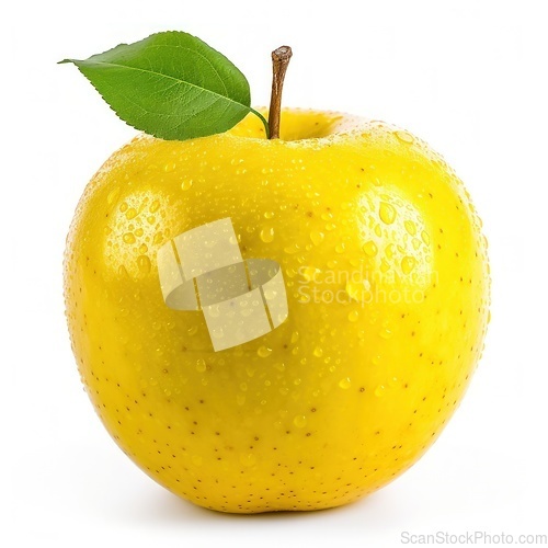 Image of Yellow apple with water drops