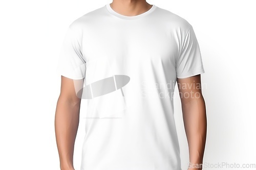 Image of Man in blank white T-shirt on white
