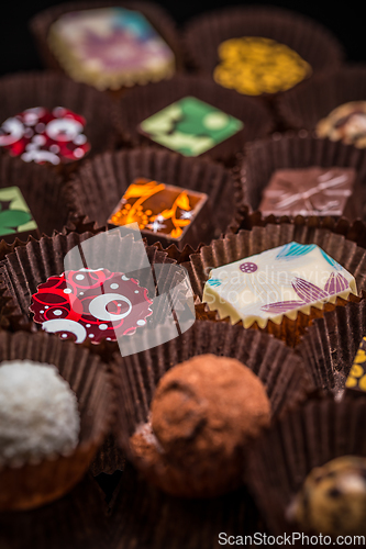 Image of Various chocolate pralines