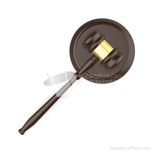 Image of Top view of wooden gavel