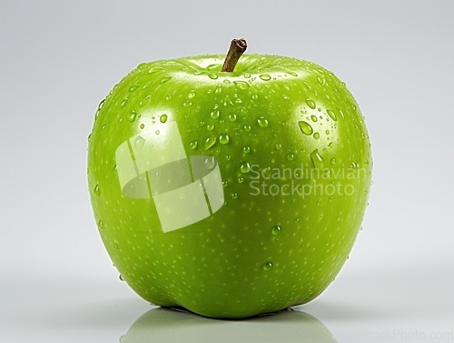 Image of Green apple with water drops