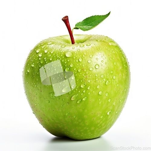 Image of Green apple with water drops