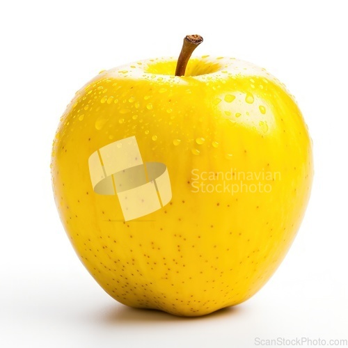Image of Yellow apple with water drops