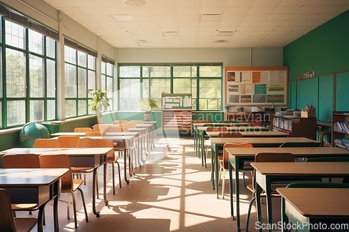 Image of Empty big classroom at school