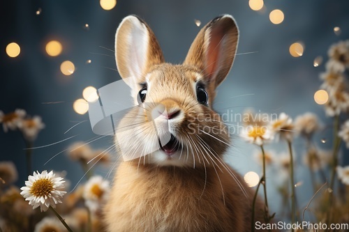 Image of Little cute surprised rabbit