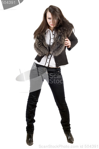 Image of The beauty young woman in black. Isolated