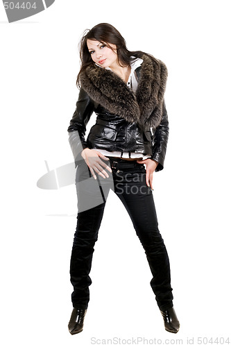 Image of The beauty young woman in black over white