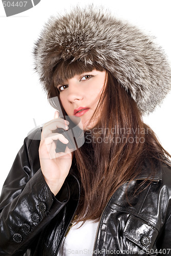 Image of Portrait of the young woman with phone 