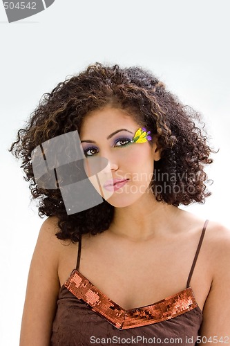 Image of Brunette with flower makeup