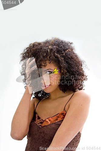 Image of Brunette with flower makeup
