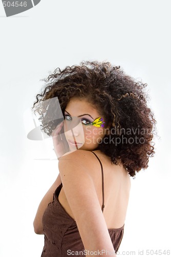 Image of Brunette with flower makeup