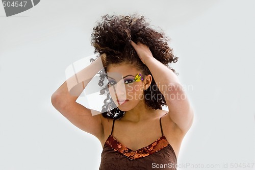 Image of Brunette with flower makeup