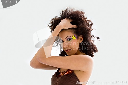 Image of Brunette with flower makeup