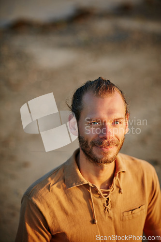 Image of This is exactly where I need to be. Portrait of a man spending a relaxing day at the beach.