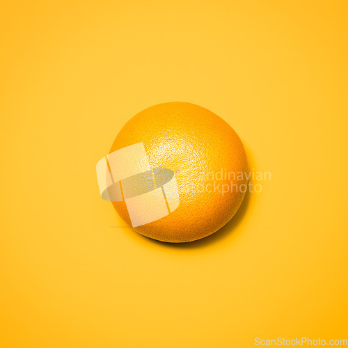 Image of Studio, orange and fruit for diet, vitamin C and healthy nutrition on isolated wallpaper or background. Food, eating organic and grocery for natural wellness, health and fruity citrus mockup