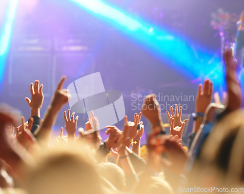 Image of Its all about the fans. Shot of fans enjoying an outdoor music festival.